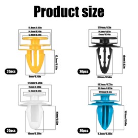 80 Pcs Universal Car Panel Clips, Universal Car Trim Clips Plastic Fasteners, 4 Sizes Mixed Auto Retainer Fastener Rivets for Vehicles Cars Boots Fender Trim Panels Interior Doors Bumper Clipss