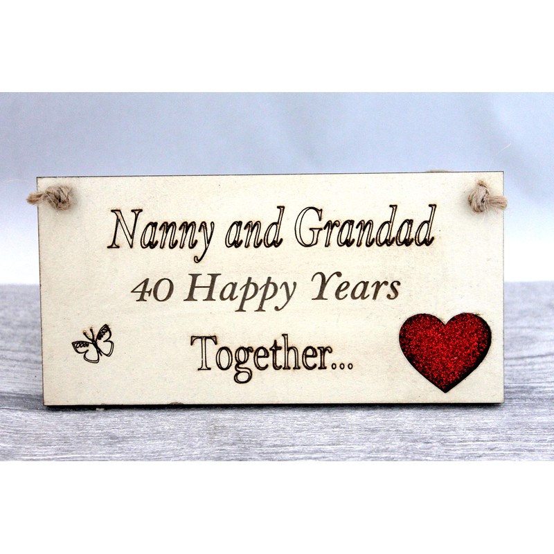 Nanny and Grandad Grandparents Anniversary Gift Plaque Gift 40 Years