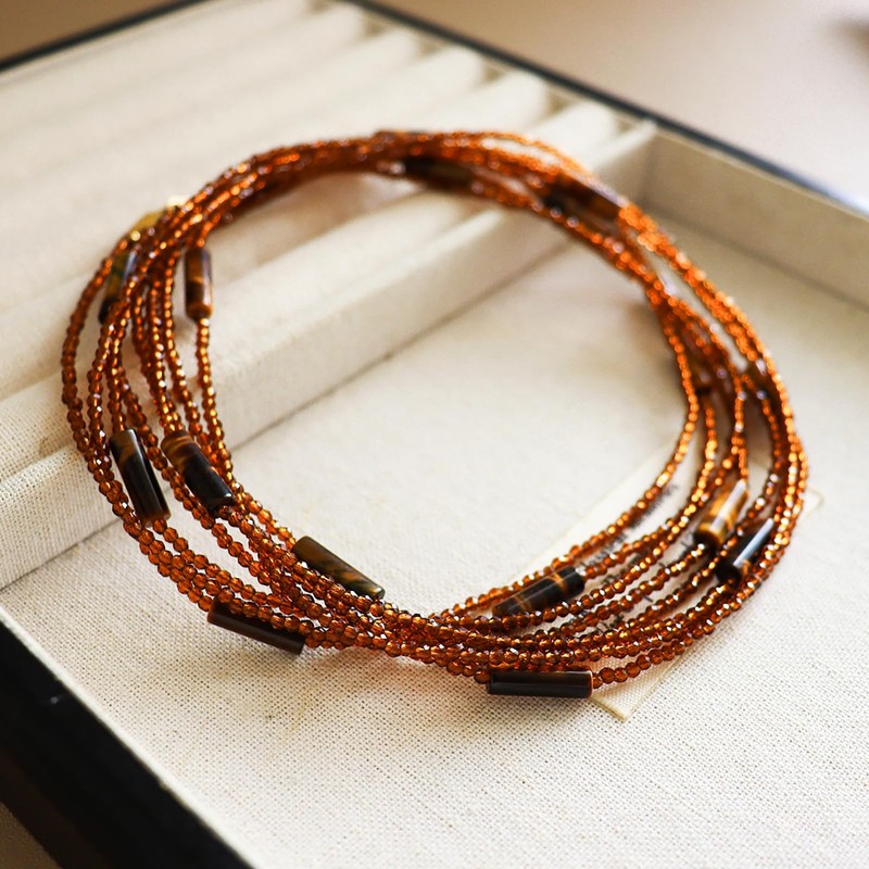 Monsefi Tiger Eye Long Beaded Necklace, 100" Multi Layered for