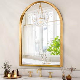 HLFMVWE Arched Wall Mirror, Arch Bathroom Mirror, for Vanity Living Room Bedroom Mantel Entryway Hallways Home Decor Aluminum Alloy Frame Large 28"x20"