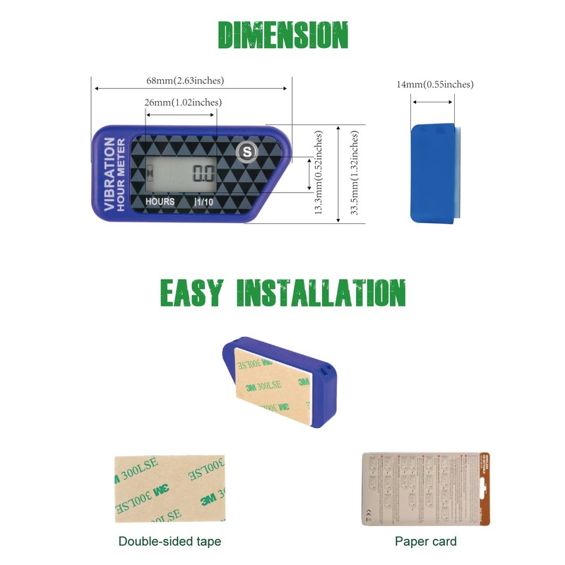 Yooreal Vibration Activated Hour Meter,Maintenance Intervals Reminder for Gas/Diesel Engine