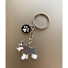 HongGun Pet Keychain, Dog ID Tag Keychain Cute Portable Metal Key-Ring Bag Keying Key Decor Car Keyring Corgi Keychain (Gray Schnauzer)