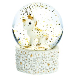 SIKORA SK09 Small Glass Decorative Snow Globe Unicorn White Gold Diameter 45 mm