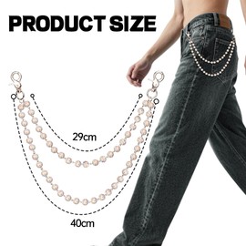 FOUTOUKEEP Beads Pants Chain Wallet Chain Layered Jeans Key Chain for Men Women Waist Body Bag Charms Chains