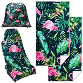 Tranqun 2 Pack Tropical Pink Flamingo Car Seat Towel Covers with Storage Bag Seat Post Workout Sweat Washable Cover Non Slip Car Towel for Dog Pet Workout Outdoor Sport Activities