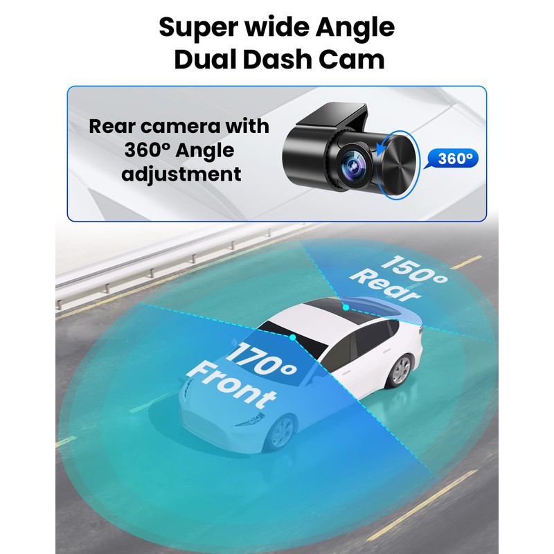Dash Cam Front Rear 4K/1080P, Dash Camera for Cars Build