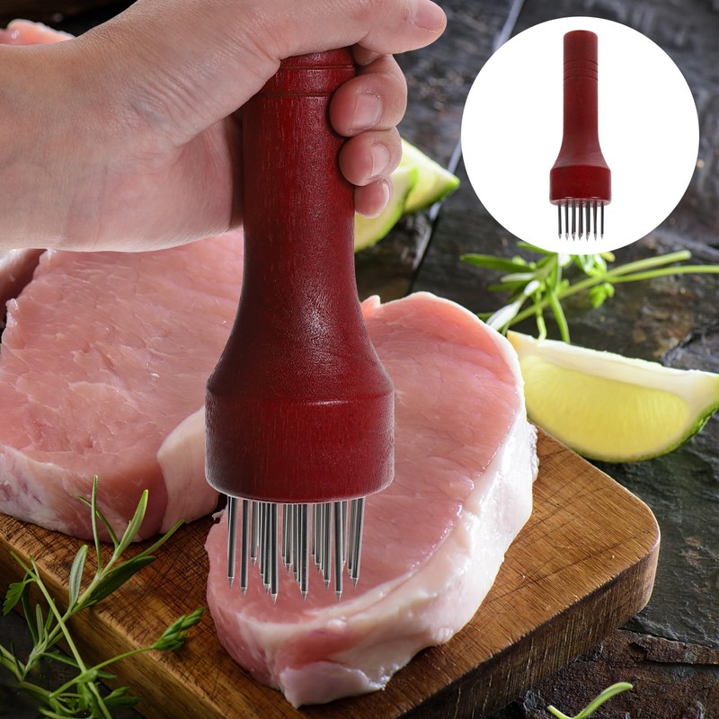 Meat Tenderiser Wooden Handle Meat Tenderizer Blades Needle Hammer for
