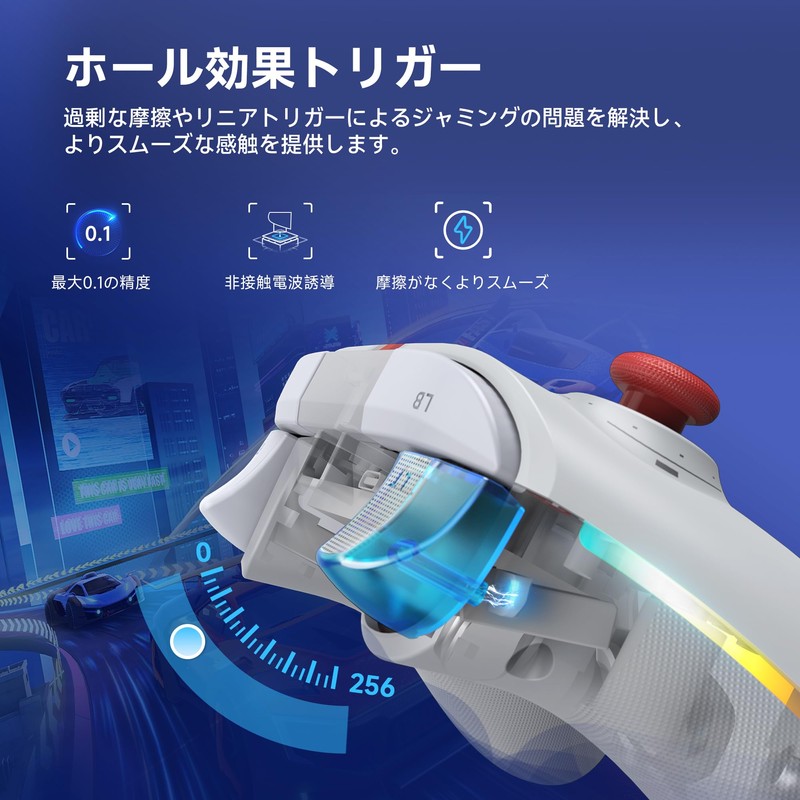 EasySMX X15 PC コントローラー - ホール ジョイスティック/ホール トリガー/RGB ライティングを備えた強化されたワイヤレス Bluetooth