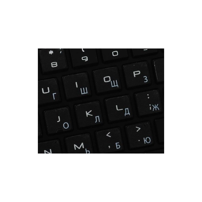 MAC Russian Cyrillic Keyboard Labels with White Lettering ON Transparent