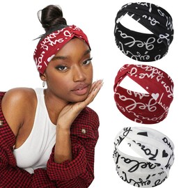 Fashband Boho Headband Cross Elastic Hair Bands Flower Yoga Turban Hair Accessories for Women and Girls (Pack of 3)