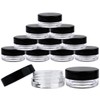 Beauticom 3G/3ML Round Clear Jars with Black Lids for Cosmetics,