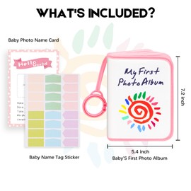 Baby's My First Family Album Holds 21 4x6 Photos, Baby Sun Photo Album Soft Cloth Family Book,My First Photo Book for Baby or Toddlers,Cute Book Gift for Babies Shower Newborns Family Photos (Pink)