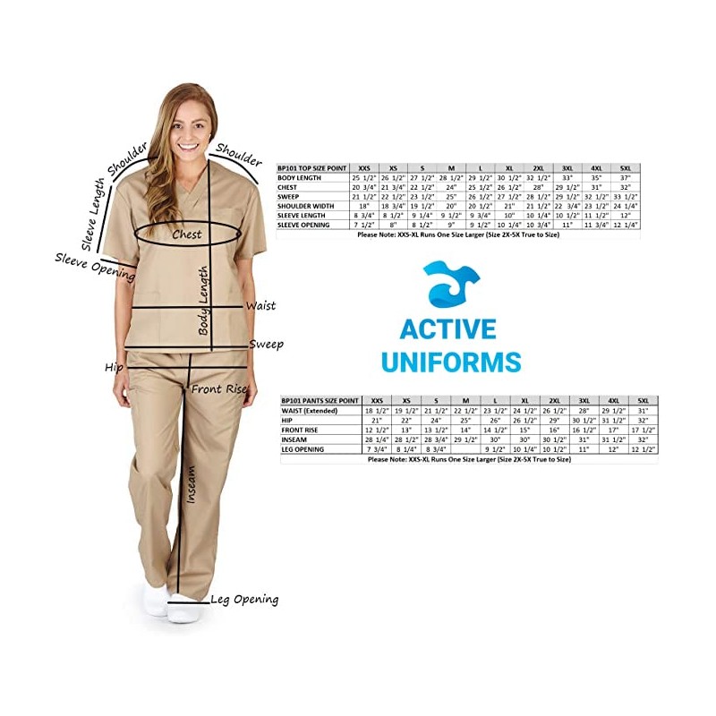 ACTIVE UNIFORMS Women's Scrub Sets, Scrub Top and Pants. Run