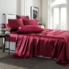 TREELY 6 Piece Satin Sheets King Size Silky Smooth Burgundy