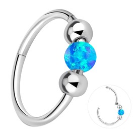 ESHIONER G23 Titanium Nose Piercing Ring Nose Ring Piercing Ear Septum Piercing Helix Ring Nostril Tragus Conch Clicker Lip Piercing 18G 8 mm / 10 mm Hypoallergenic White Blue Pink Opal Nose Rings for