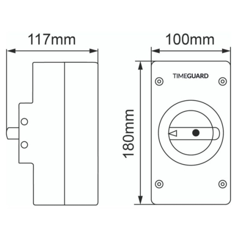 Timeguard IS2N-32DC IP66 DC Rotary Isolator Switch - 2 Pole