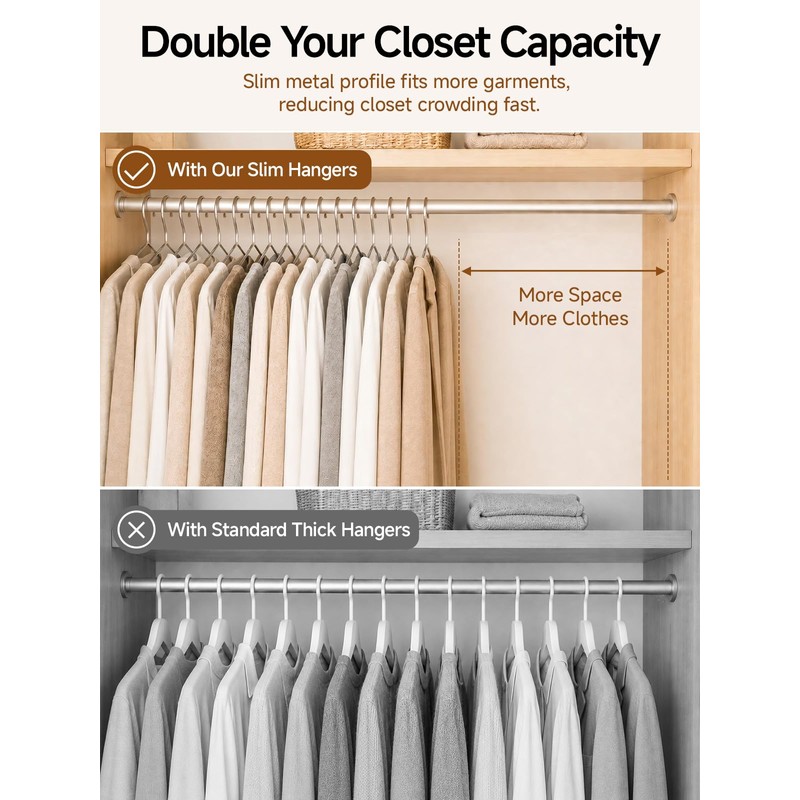 Baseca Metal Hangers 20 Pack, 4mm Heavy Duty 201 Stainless