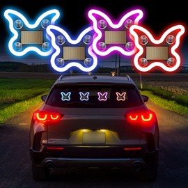 GCZCC Car Window Wireless LED Ambient Light Solar Powered Butterfly Shaped Neon Lamp for Night Driving Interior Decor Accessories Romantic Gift for Women Girl-Ice Blue