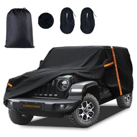 Gorniloxam for Jeep Wrangler Cover 2 Door Waterproof, Pu2000mm, UPF50+, Windproof, Dustproof, and Outdoor-Ready - Fits 2007-2021 Unlimited Sport/Sahara/Rubicon JK JL(Black)