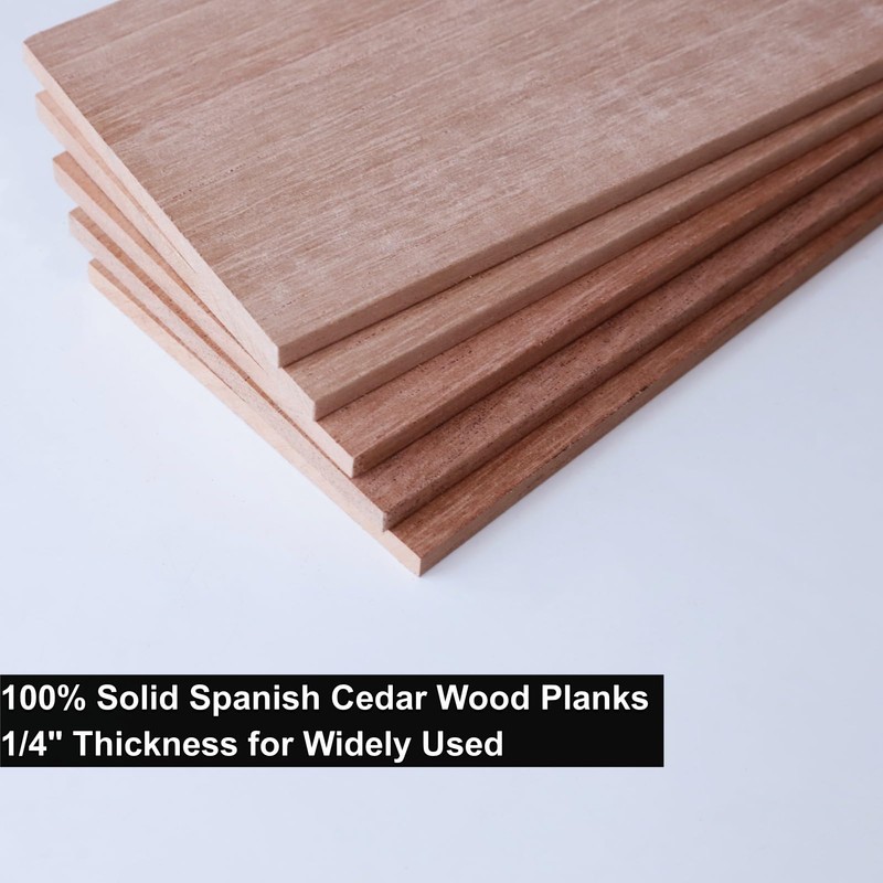 Woho 5 Pack Solid Spanish Cedar Wood Planks for DIY