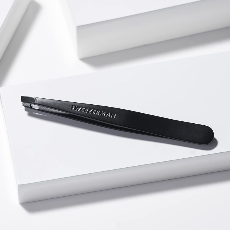 TWEEZERMAN Stainless Steel Tweezers with Hand-Finished Angled Tip for Hair