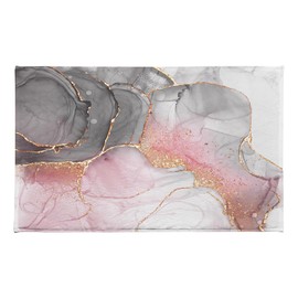 LB - Tapete de baño con textura gris para baño, textura de mármol rosa y negro, alfombra abstracta moderna de baño, tapete de baño absorbente antideslizante en blanco y negro, 24 x 16 pulgadas