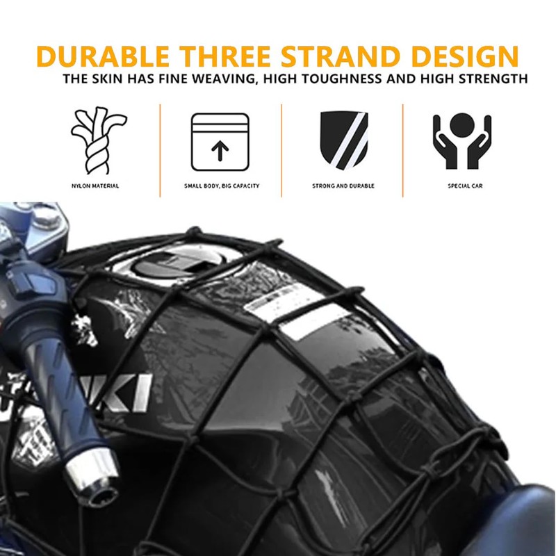 WeddHuis Motorcycle Luggage Net Bicycle Net with 4 Hooks Polyester