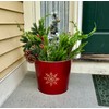 Worth Imports Red Galvanized Metal Christmas Bucket with Snowflake Design,