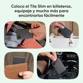 Life360 Tile Slim - Localizador Bluetooth para Carteras, Etiquetas de Equipaje, pasaportes y más. Compatible con iOS y Android. Paquete de 1 (Negro)