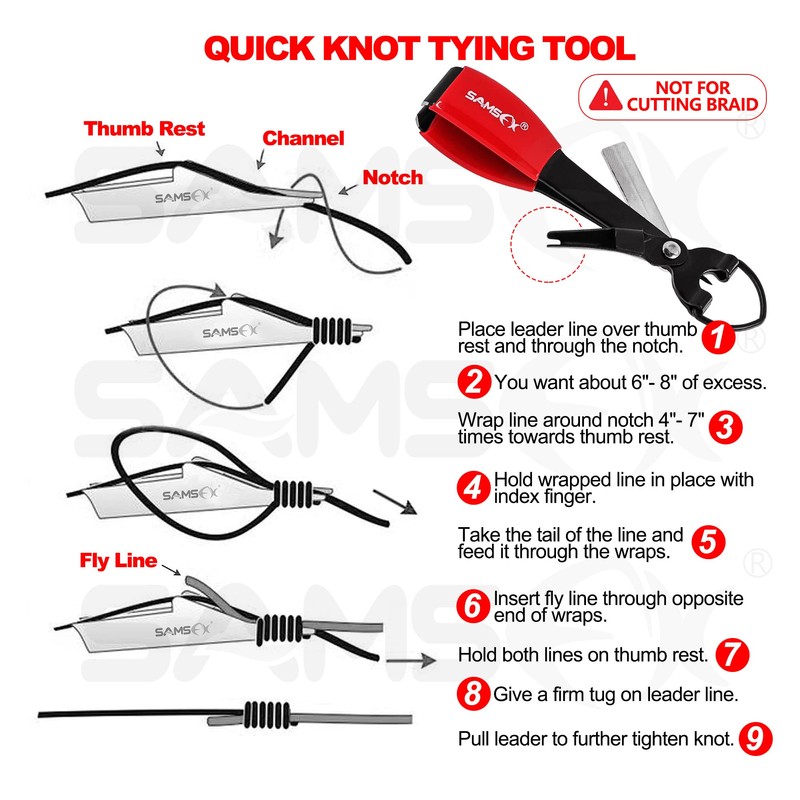SAMSFX Aluminum Saltwater Fishing Pliers Locking with Quick Nail Knot