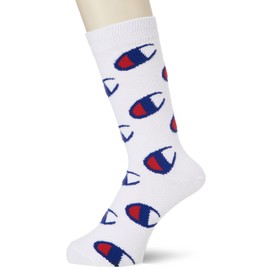 Champion CMSAM006 Men's Long Socks, Full Length Socks, Logo Pattern, multicolor (white / blue)