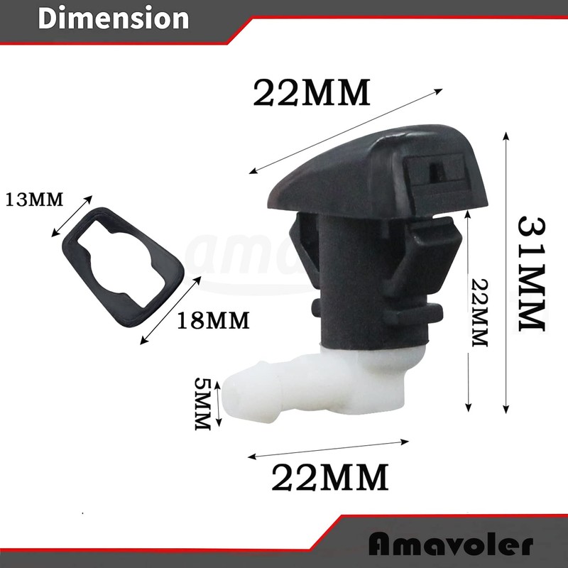 Amavoler 4 PCS Windshield Washer Nozzles Wiper Spray Replacement Fit