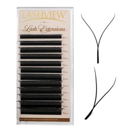 LASHVIEW YY Lash Extensions, C Curl 0.05mm 8-15mm Premade 4D Fans Eyelash Extension Volume Lashes Extension YY Lashes Soft Matte Black Lashes (YY 0.05 C 8-15mm)