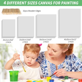 Stretched Canvas, 6x8, 8x10, 10x12, 12x16, 8 Set Artist Canvase Frame Board Panels, 100% Cotton Blank Canvase Oil Acrylic Watercolor Pouring Paint, Acid-Free for Kids & Artists