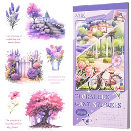 Kinretixia 20 Sheets PET Journaling Sticker Book Paper, Scrapbooking Decoration, Aesthetic Sticker Set, Vintage Flowers, Junk Journal Stickers, Flower Paper for DIY