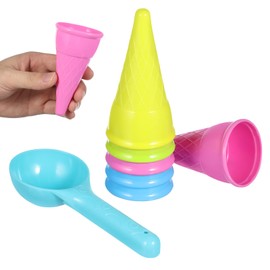 Toyvian Sand Toys Ice Cream Cone, Outdoor Scoop Plastic Ice Cream Cones Beach Toy Set for Children Toddlers (Random Color)
