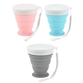 Taza de silicona vaso plegable de 3 piezas,200ml copa plegable segura y ligera con tapa, ideal para actividades al aire libre,Deporte,Senderismo,Oficina Y otras ocasiones son aplicables