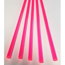 5 Pcs 1/4” Diameter x 18” Inch Long Color Pink Clear Translucent Fluorescent Acrylic Plexiglass Rods - .25 Dia - 6.35mm