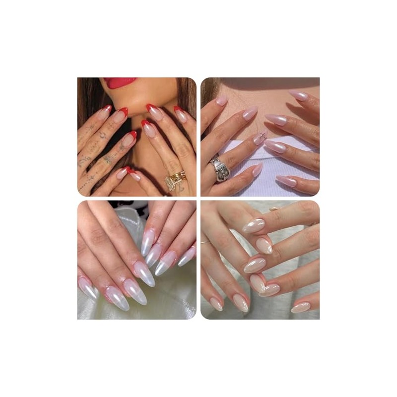 Magic White Pearl cromado Nail Powder Solid Glitter Fairy Shell