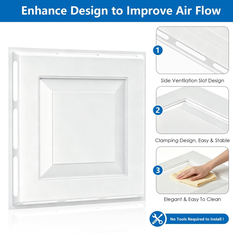 24" x 24" 4-Way Ceiling Air Vent Deflector, Heavy-Duty Plastic