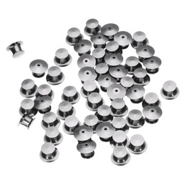 sourcing map 50pcs Metal Pin Backs Spring Loaded Pin Keepers Locking Pin Keepers Locking Clasp for Brooch Tie Hat Badge, Black