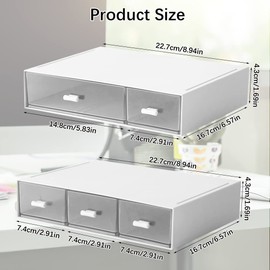 HAOTIAN-X Schreibtisch-Organizer mit 5 Schubladen, 2-stöckige stapelbare Schreibtisch-Aufbewahrungsbox, Schreibtisch-Organizer für Bürobedarf, Heimaufbewahrung