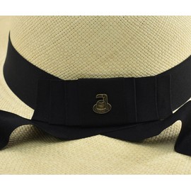 Original Panama Hat - Women's Classy Wide Brim - Toquilla Straw - Handmade in Ecuador (Medium | 55cm - 56cm, Natural (Black Band))