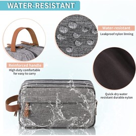 Mens Toiletry Bag, Bathroom Bag, Oxford Cloth Toiletry Bag for Men, Portable Travel Shaving Dopp Kit,Water-Resistant Cosmetic Bag Travel Organizer Storage for Accessories, Gray