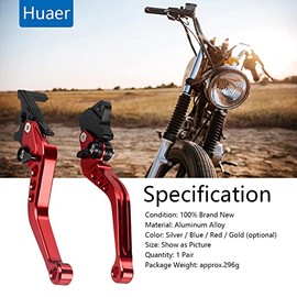 Clutch Brake Lever,Pair of 22mm 7/8" CNC Aluminum Motorcycle Clutch Drum Brake Lever Handle for GY6 CG125 Clutch Brake Lever(Red)