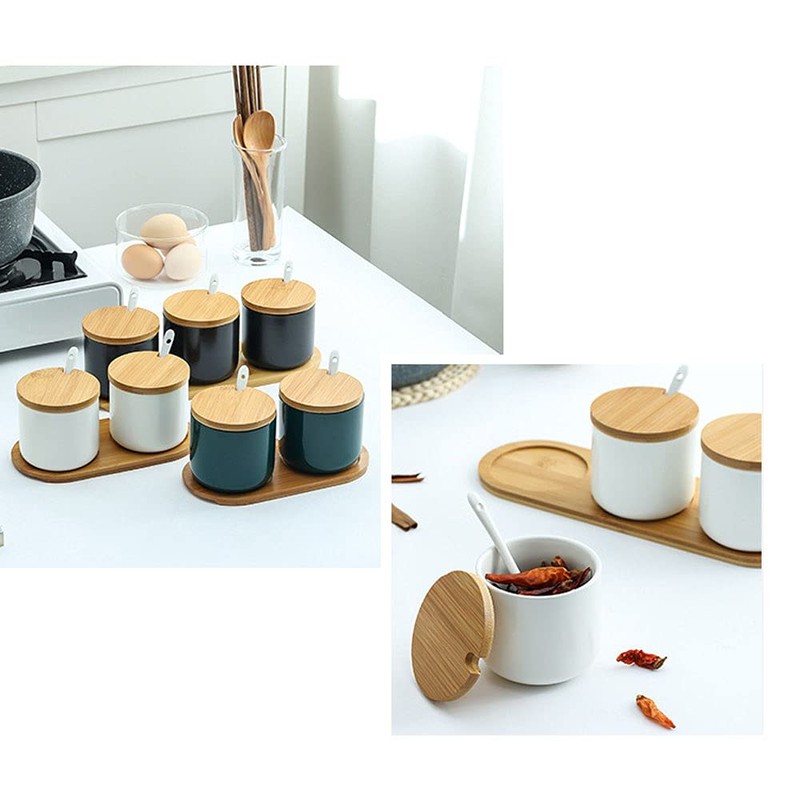RockTrend Simple Pure Color Ceramic Spice Jar Seasoning Box Condiment