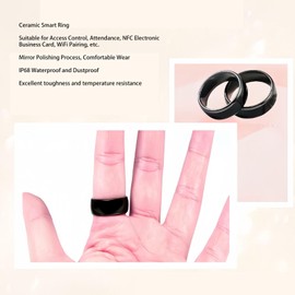 ASHATA NFC Smart Ring, Ceramic Finger Ring, Access Control, Attendance Control, Key for Electric Vehicles, Electronic Business Cards, Encryption of the, Ceramic