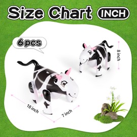BruinBang Inflatable Farm Cows 20", 8PCS Blow up Animals for Kids Farm Birthday, Rodeo Decor, Pool Outdoor Parties Fun Farm Cow Party Decor Supplies