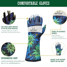 Leather Gardening Gloves For Women Men - Heavy Duty Work Gloves Men Women - Dexterity Gloves – Thorn Proof Safety Gloves garden gloves women Men mechanic gloves builders gloves (Medium, Green-Long)