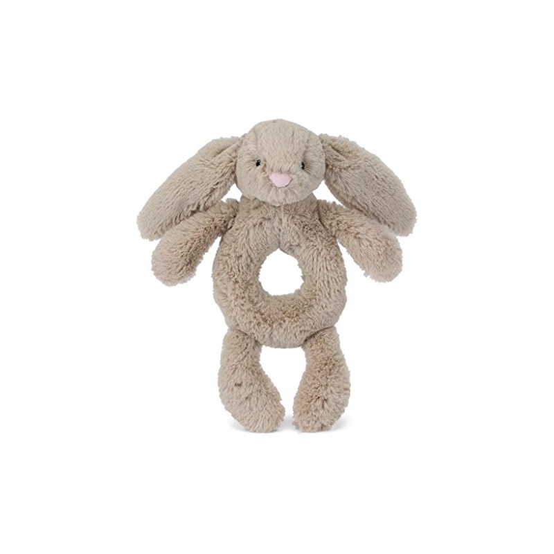 Jellycat Bashful Beige Bunny Stuffed Animal Ring Rattle, 7 inches